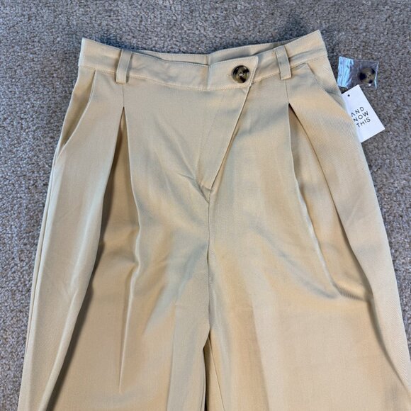 And Now This Womens Pants Size XS Tan Camel Wide Leg High Rise Stretch NWT F498 - Picture 2 of 13